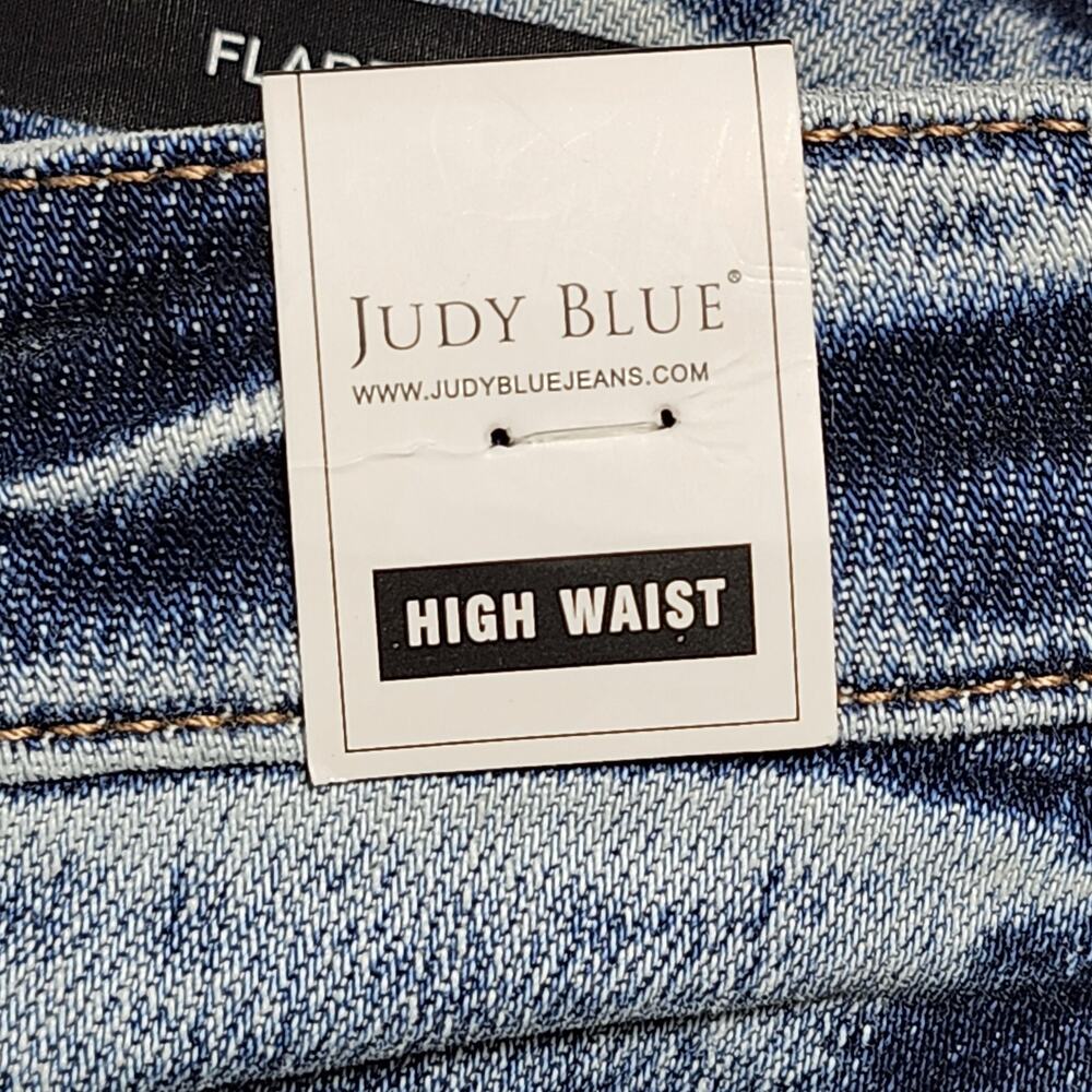Judy Blue Jeans Womens Sz 7/28 High Waist Flare Fit Distressed Stretch Fray Cuff - Picture 7 of 16